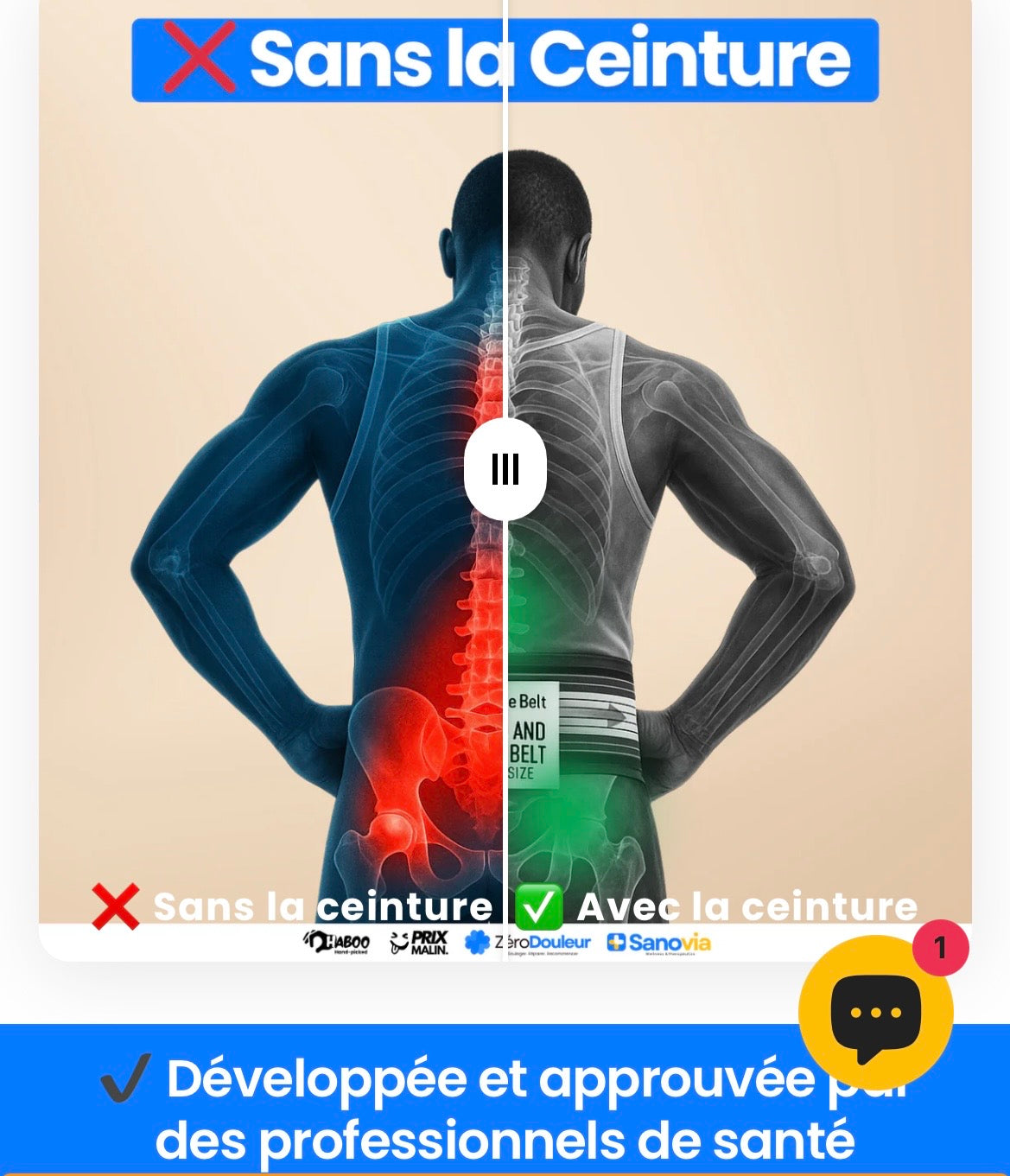 Ceinture lombaire dite STOP✋ AUX DOULEURS LOMBAIRES ET SCIATIQUE aujourd’hui